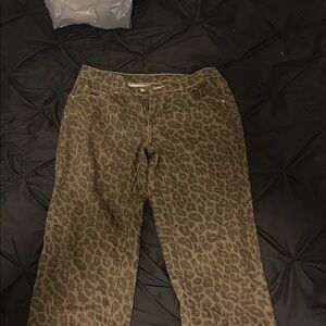 SHEIN Leopard Print Flare Jeans